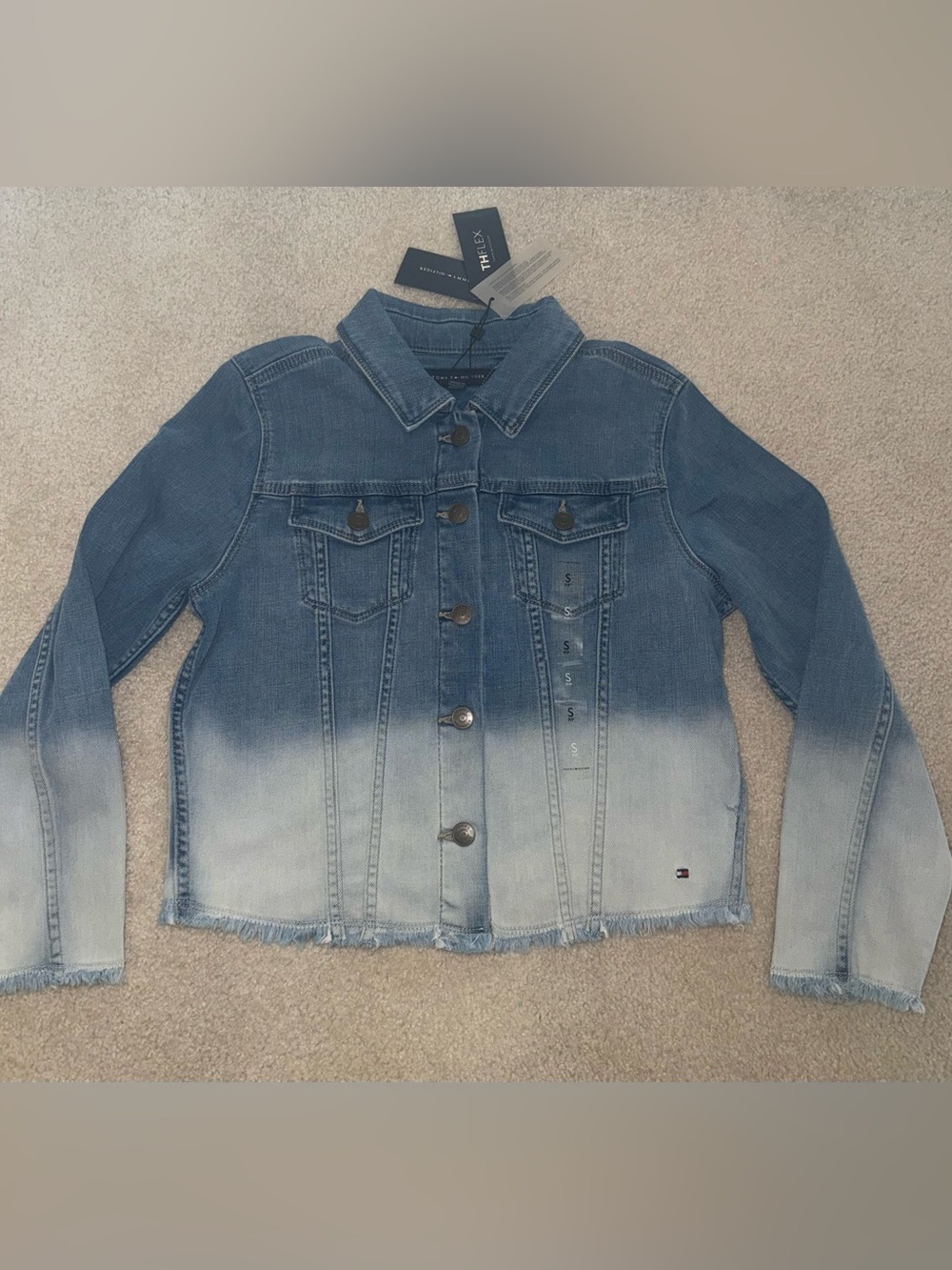 NWT Tommy Hilfiger THFLEX women's ombré dip-dye denim jacket S